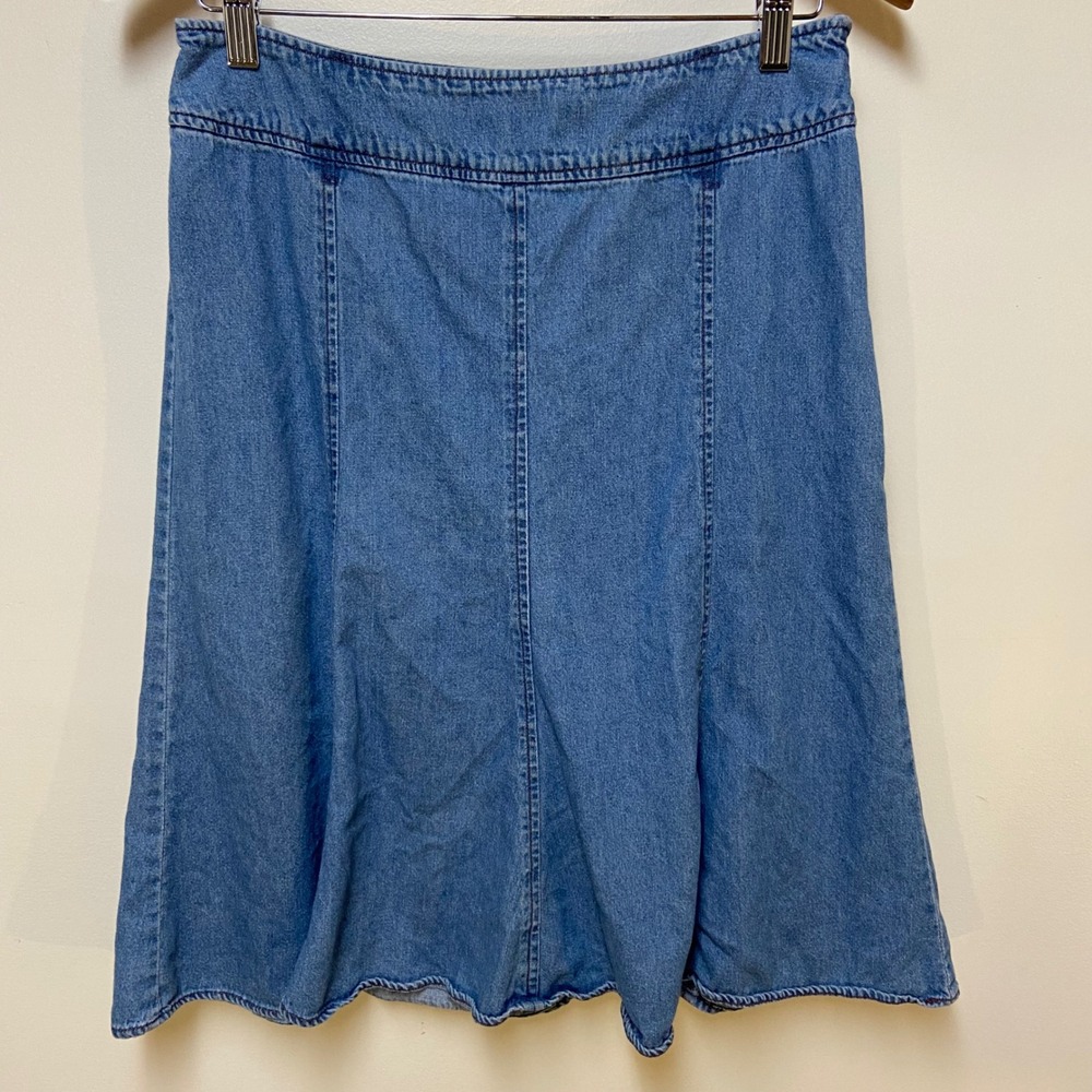Westport Denim Skirt Women 8 Blue Vintage A-Line Cotton Medium Wash Paneled